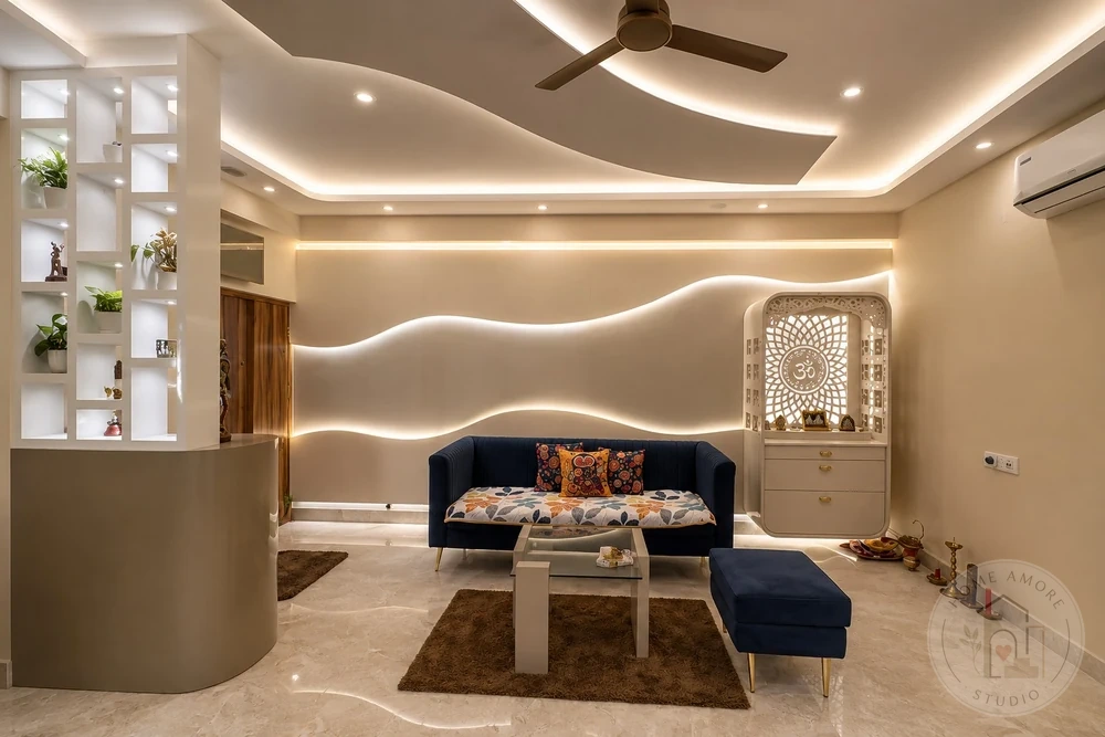 Living Room interior design Kolkata by Home Amore Studio
