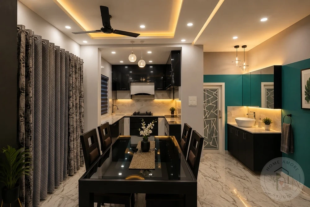 Dining interior design Kolkata by Home Amore Studio