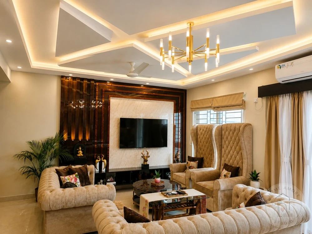 Living room interior design Kolkata by Home Amore Studio